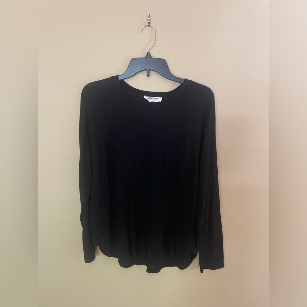 DOUBLE ZERO black long sleeve shirt, Sz M, soft cotton, long length